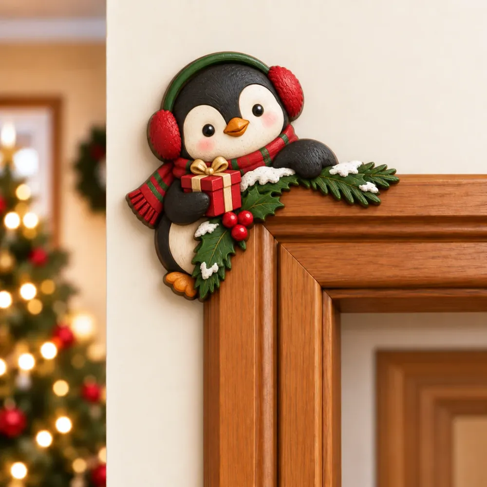 Penguin peekaboo door frame decoration