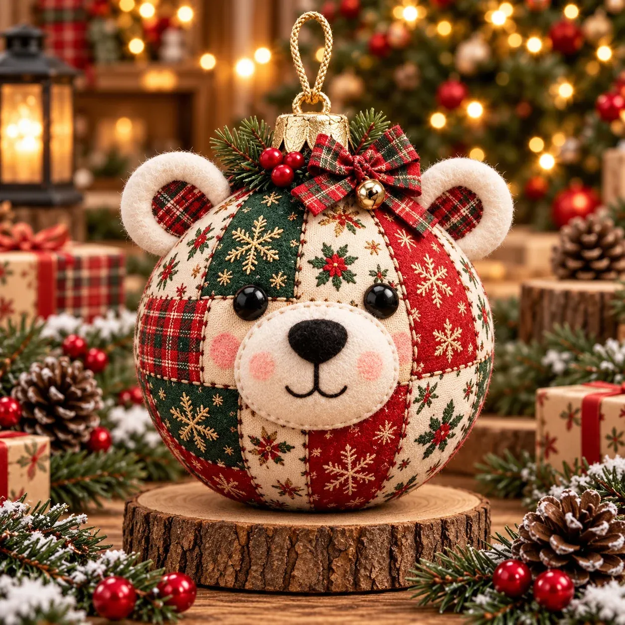 Polar Bear finished patchwork ornament design