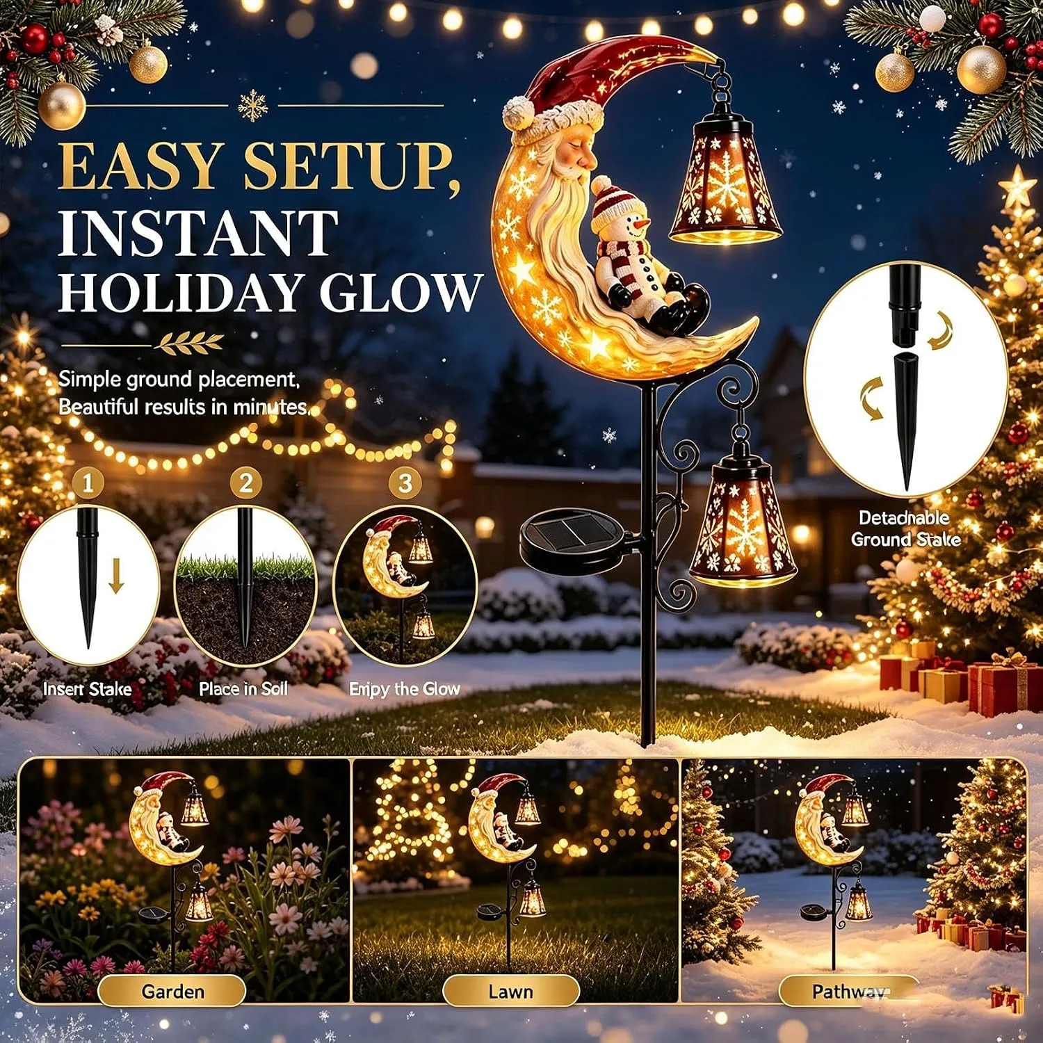 Warm amber solar Christmas garden decoration