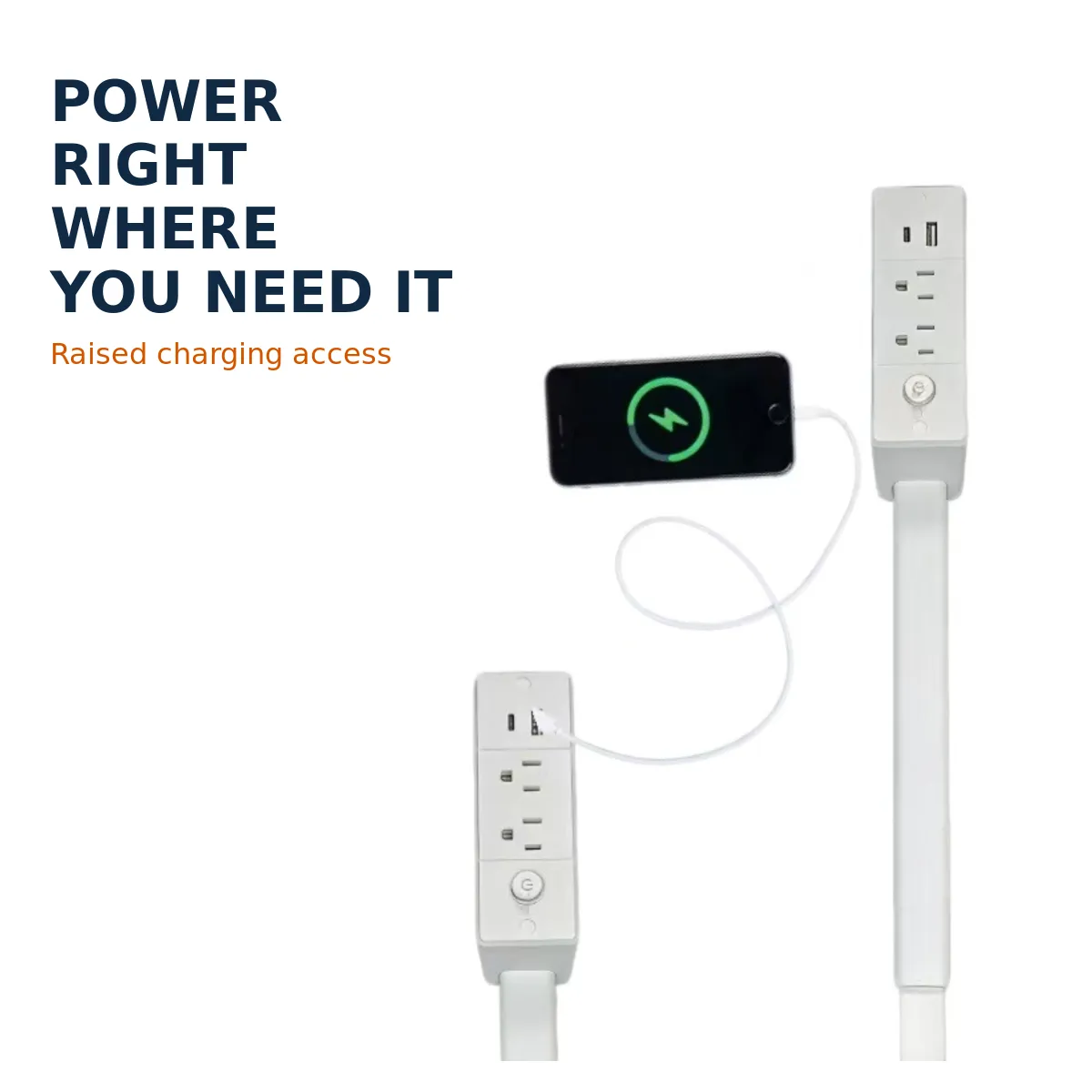 US-plug outlet extender beside bedroom furniture
