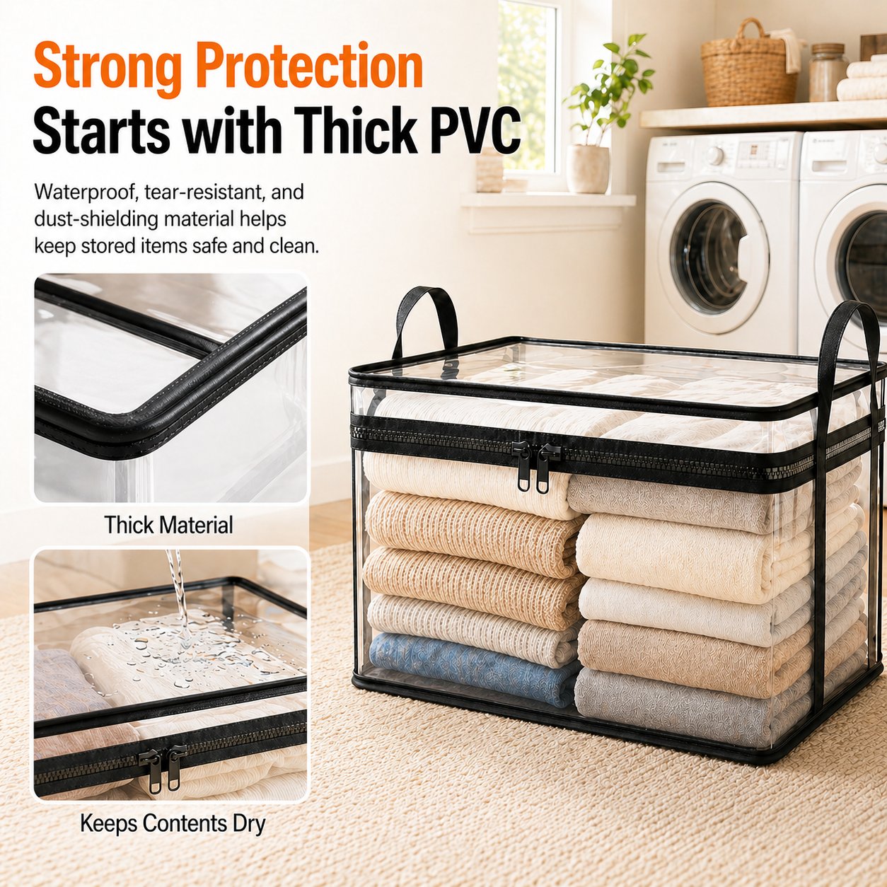 Strong protection with thick waterproof PVC