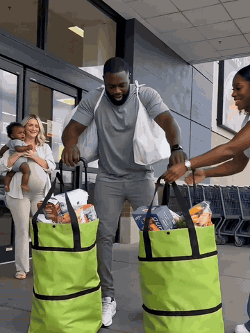 Foldable shopping tote changing from carry bag to rolling cart