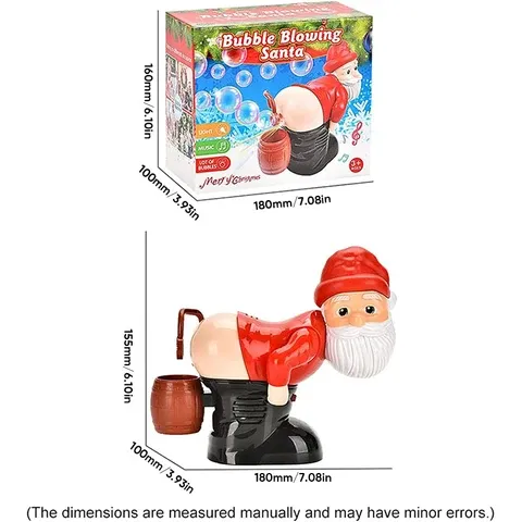 Santa bubble machine size information