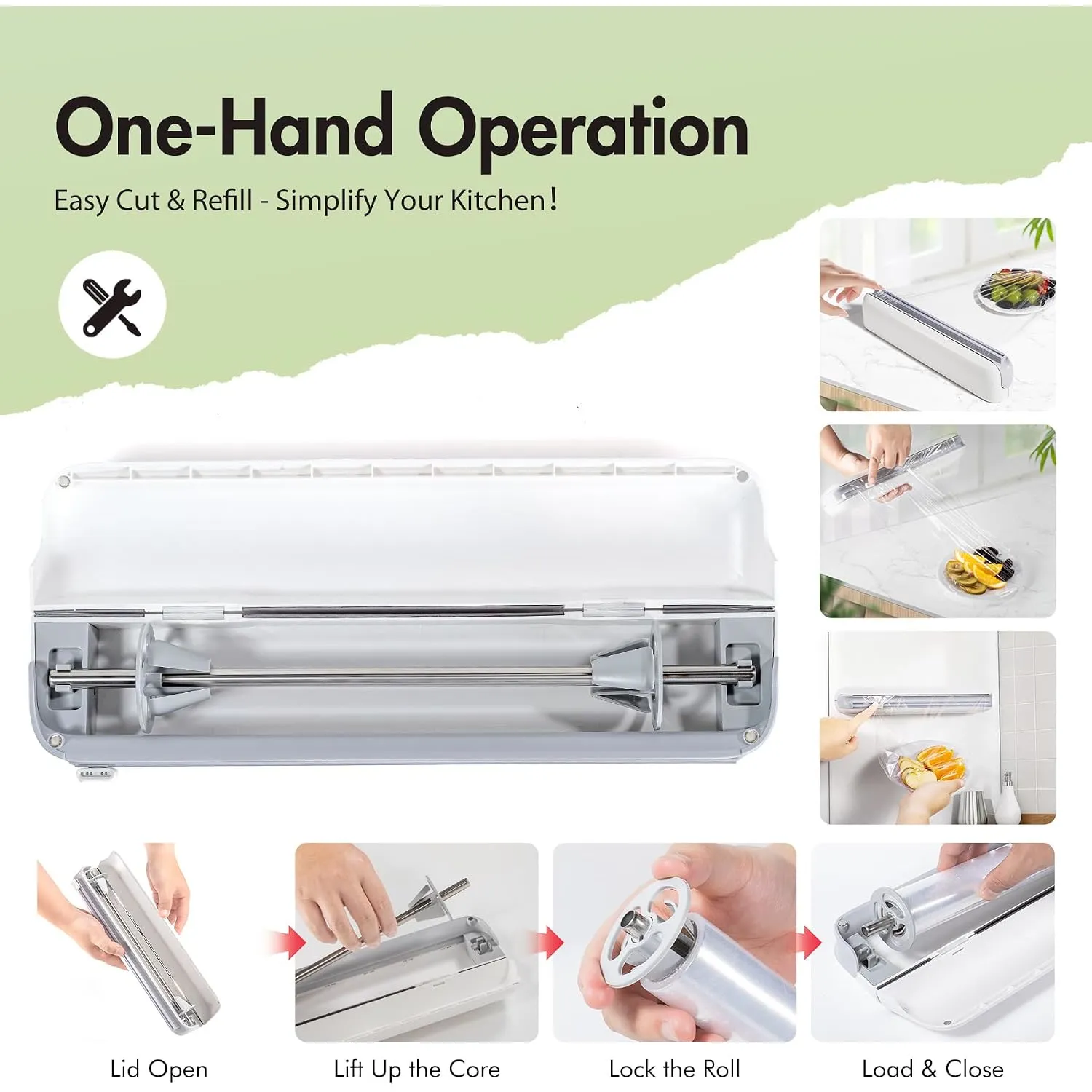 Opening and refilling the plastic wrap cutter