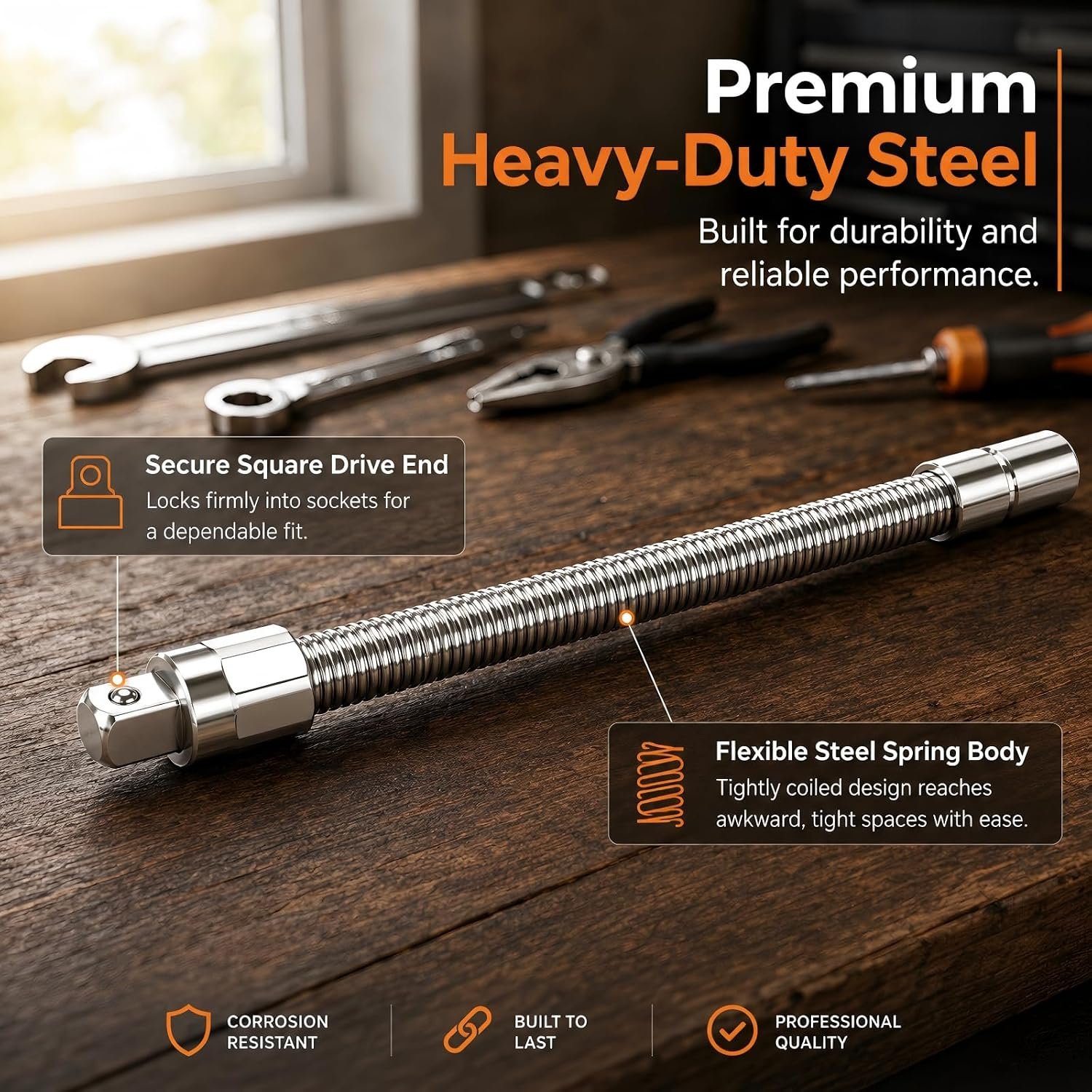 Steel spring body and polished drive ends