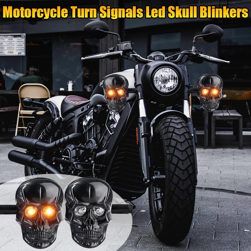 🔥Last Day 50% OFF🏍️💀Skull Head LED Amber Turn Signal Indicator Light