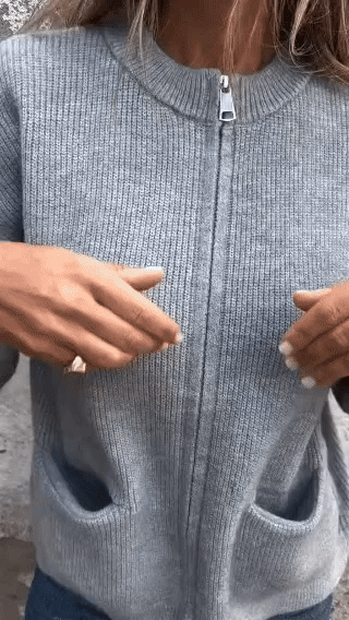 🎁CLEARANCE SALE Round Neck Zipper Knitted Jacket