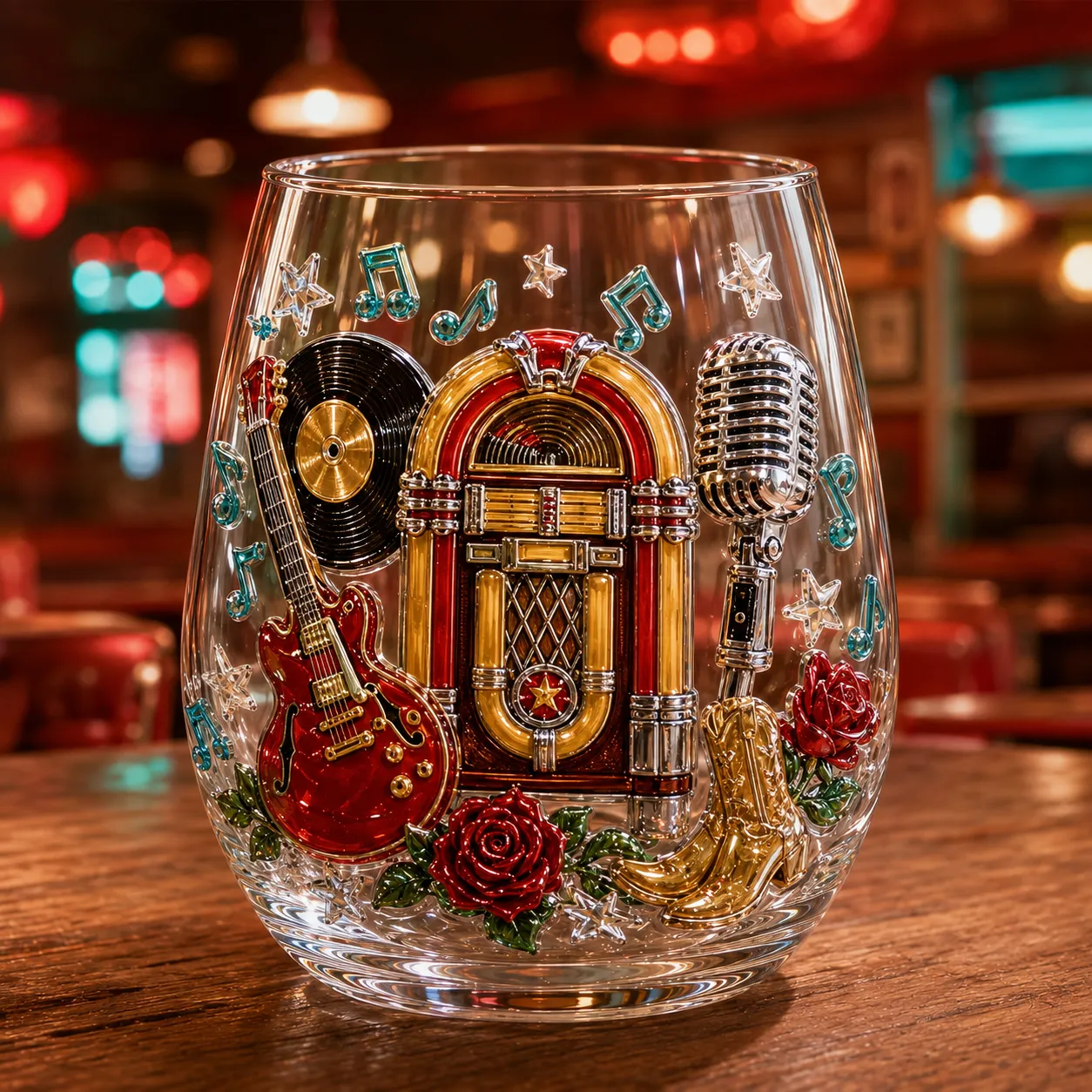Jukebox Nights country music glass