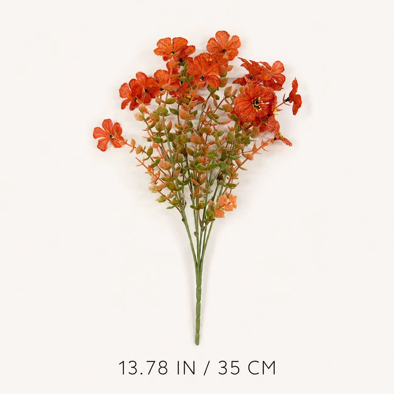 Orange artificial violet single stem measuring 13.78 inches