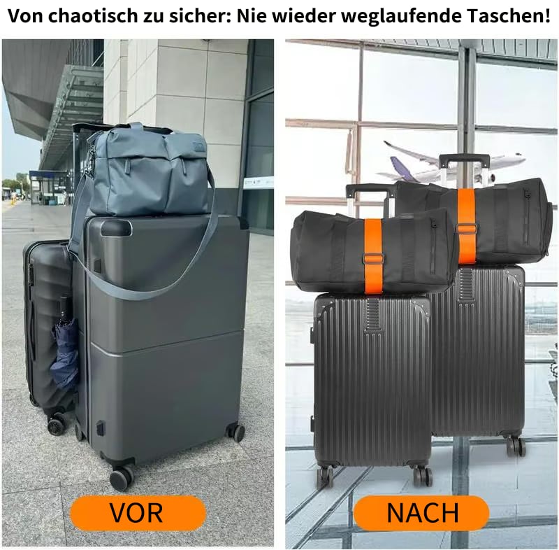 💥2er-Packung Mehrzweck-Gepäckverbindungsgurte, robust und verstellbar