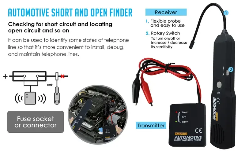 Product Introduction of em415Pro Automotive car electrical open and short circuit finder tester,Precise line finder for home wall line finding,line maintenance,tone generator cable line breaker fault finder,DC less than 42V car diagnostics,Father's Day Gifts 14