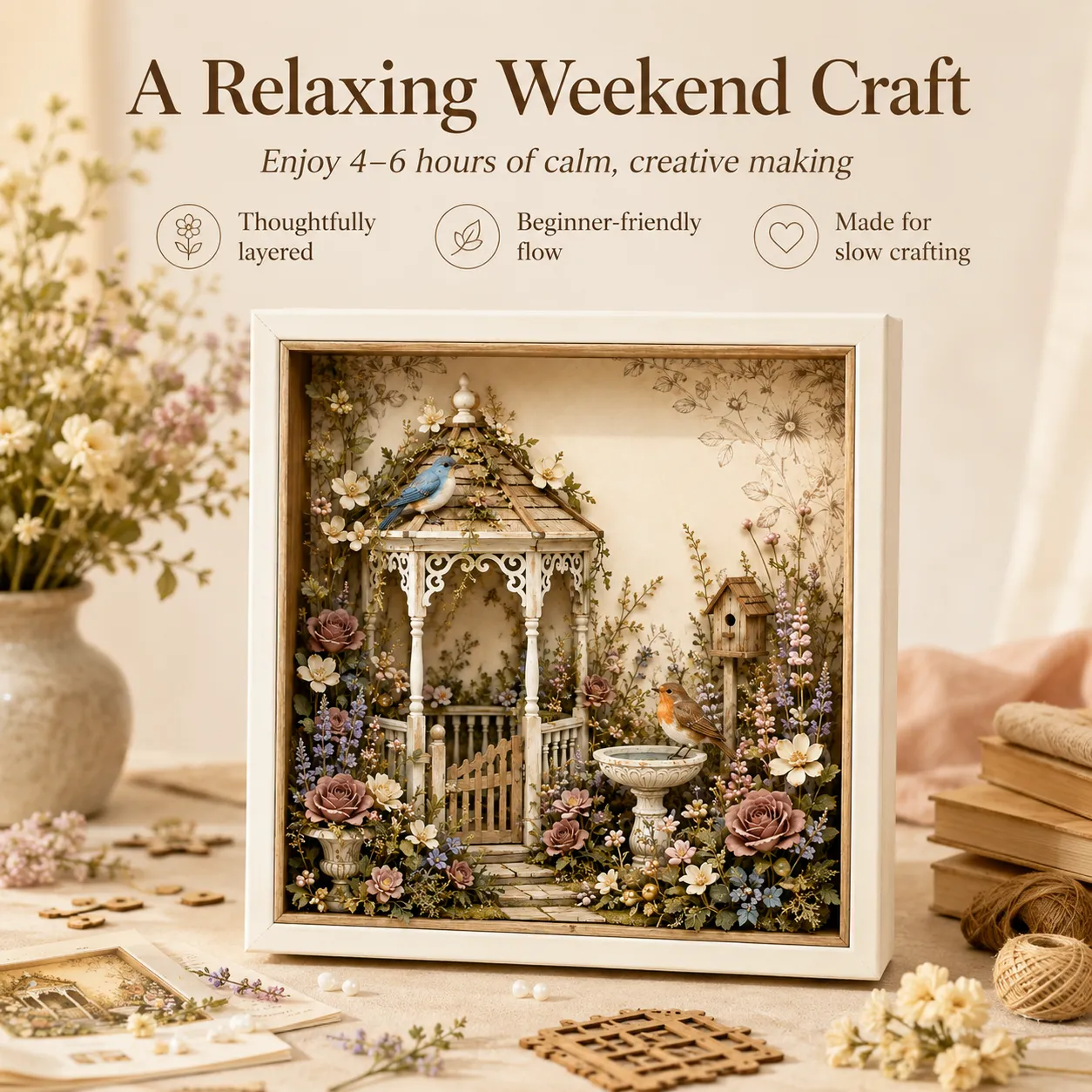 Building an English cottage garden shadow box