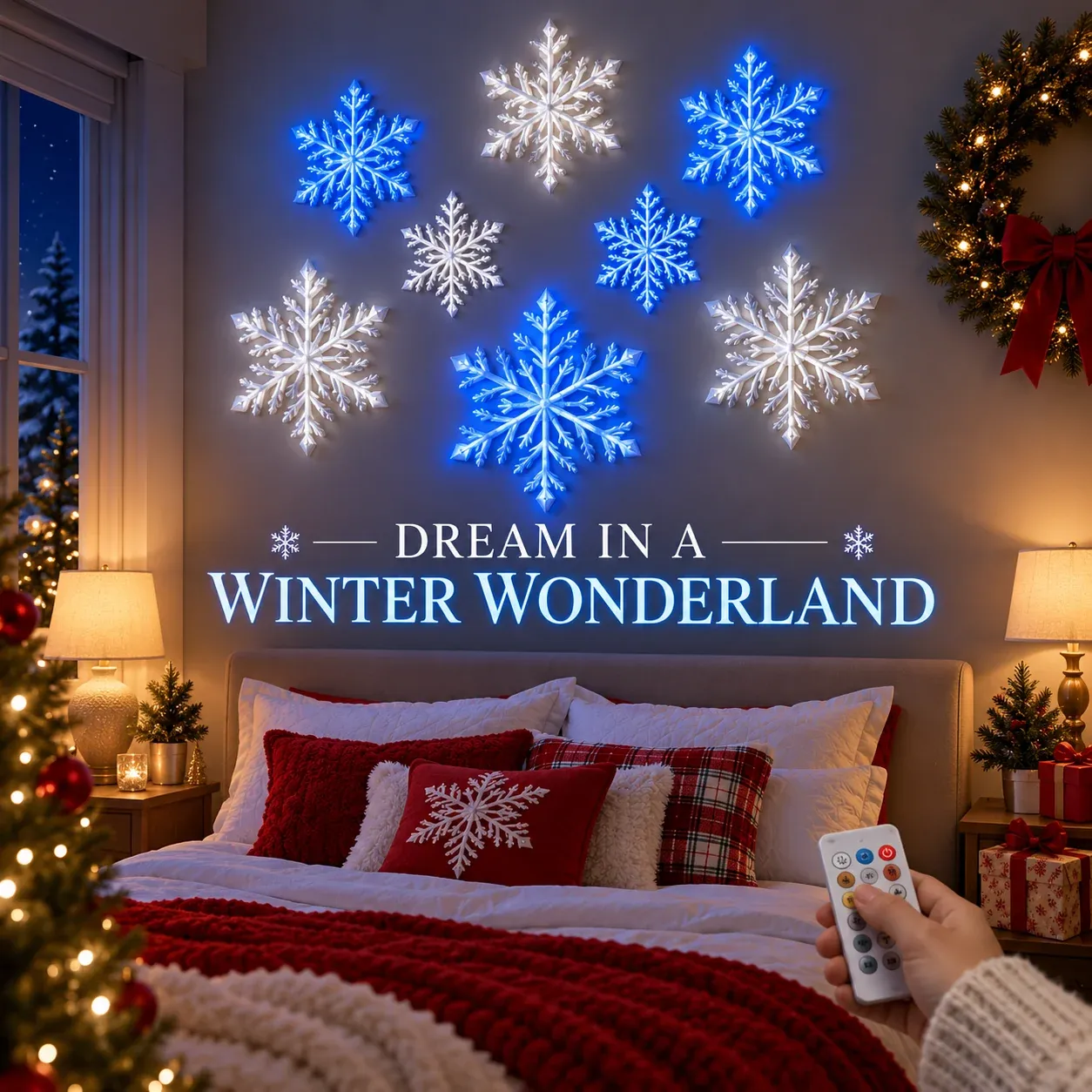 Dream in a winter wonderland snowflake wall lights