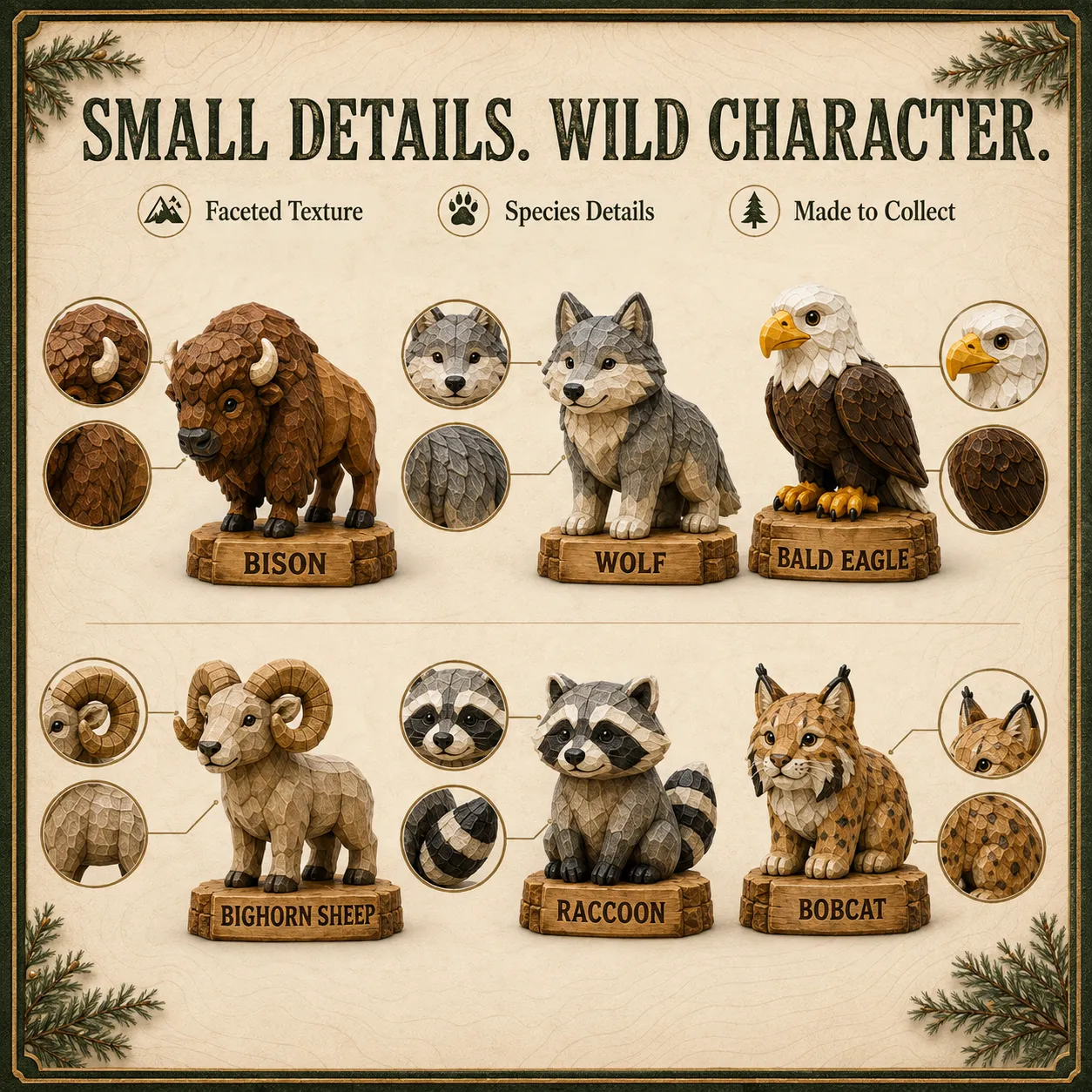 Complete 24 national park wildlife animal collection