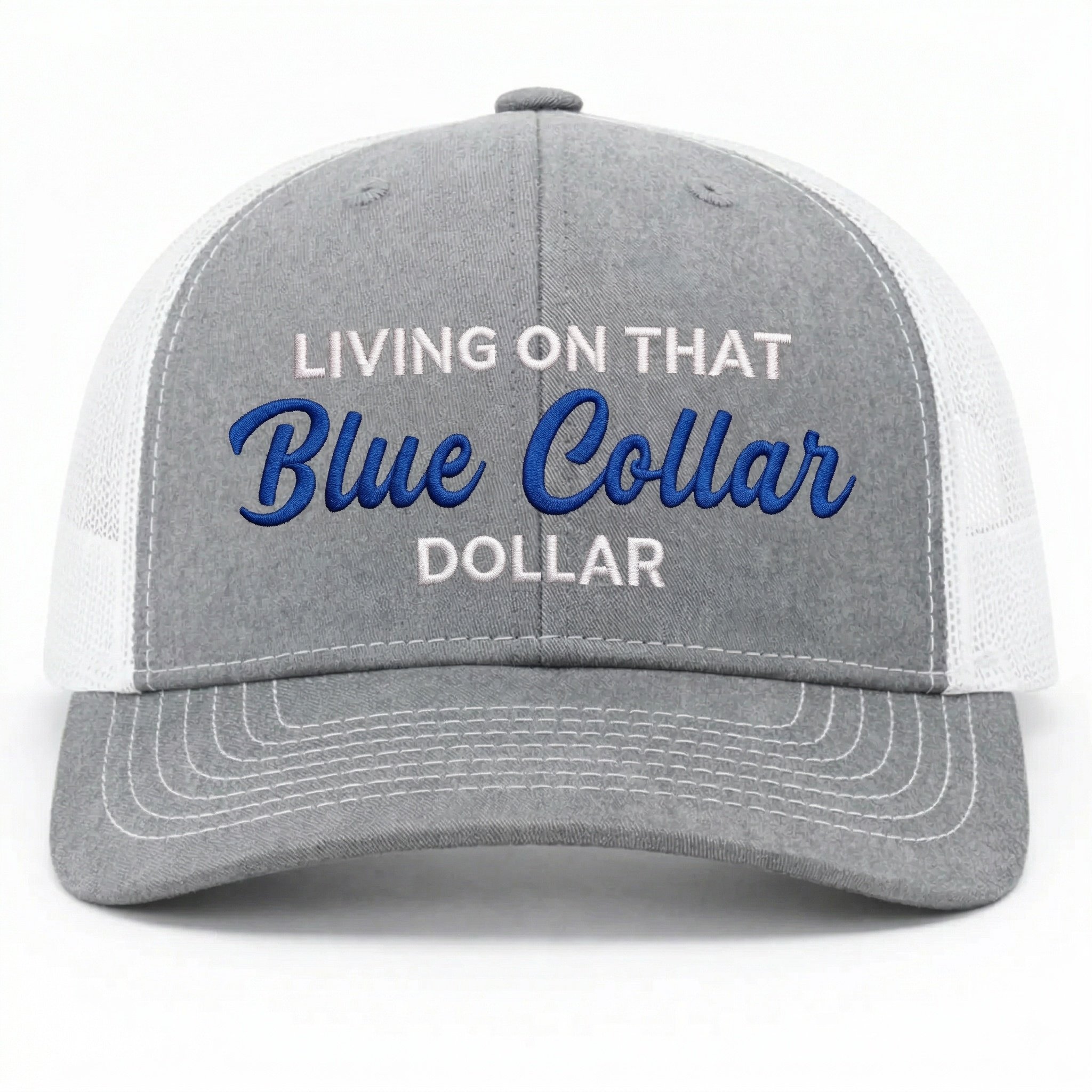 Blue Collar Dollar Trucker Hat Front View