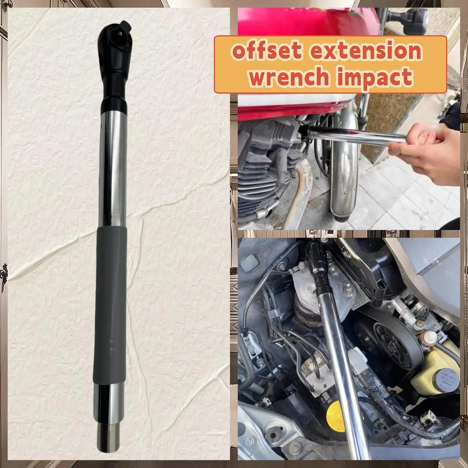 Long offset ratchet extension in automotive tight-space applications