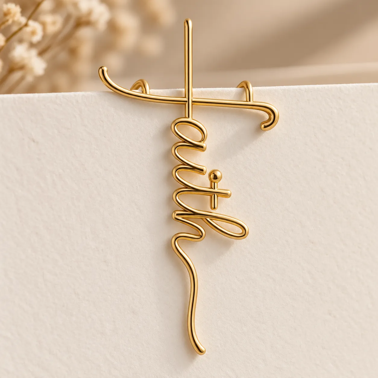 Faith script gold paper clip