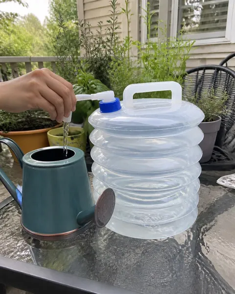 Water container filling a garden watering can