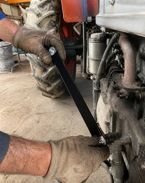 Black offset extension wrench used on farm equipment