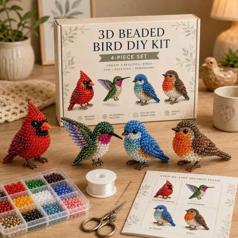Backyard Birds themed beaded animal craft kit
