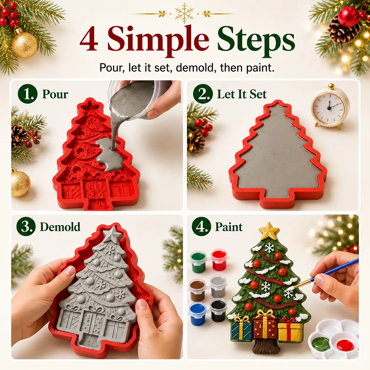 Four step Christmas tree casting process