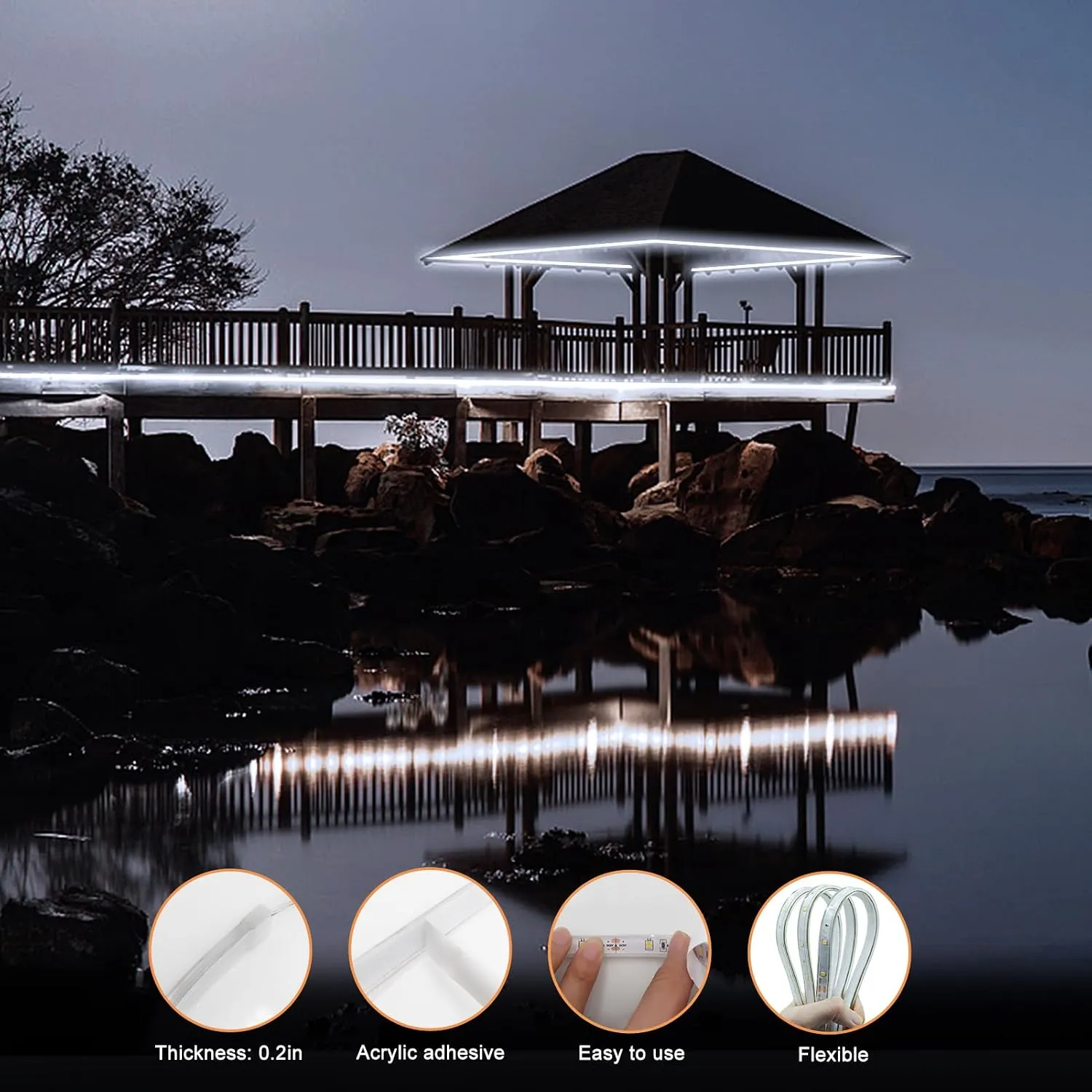 Flexible adhesive solar LED strip details