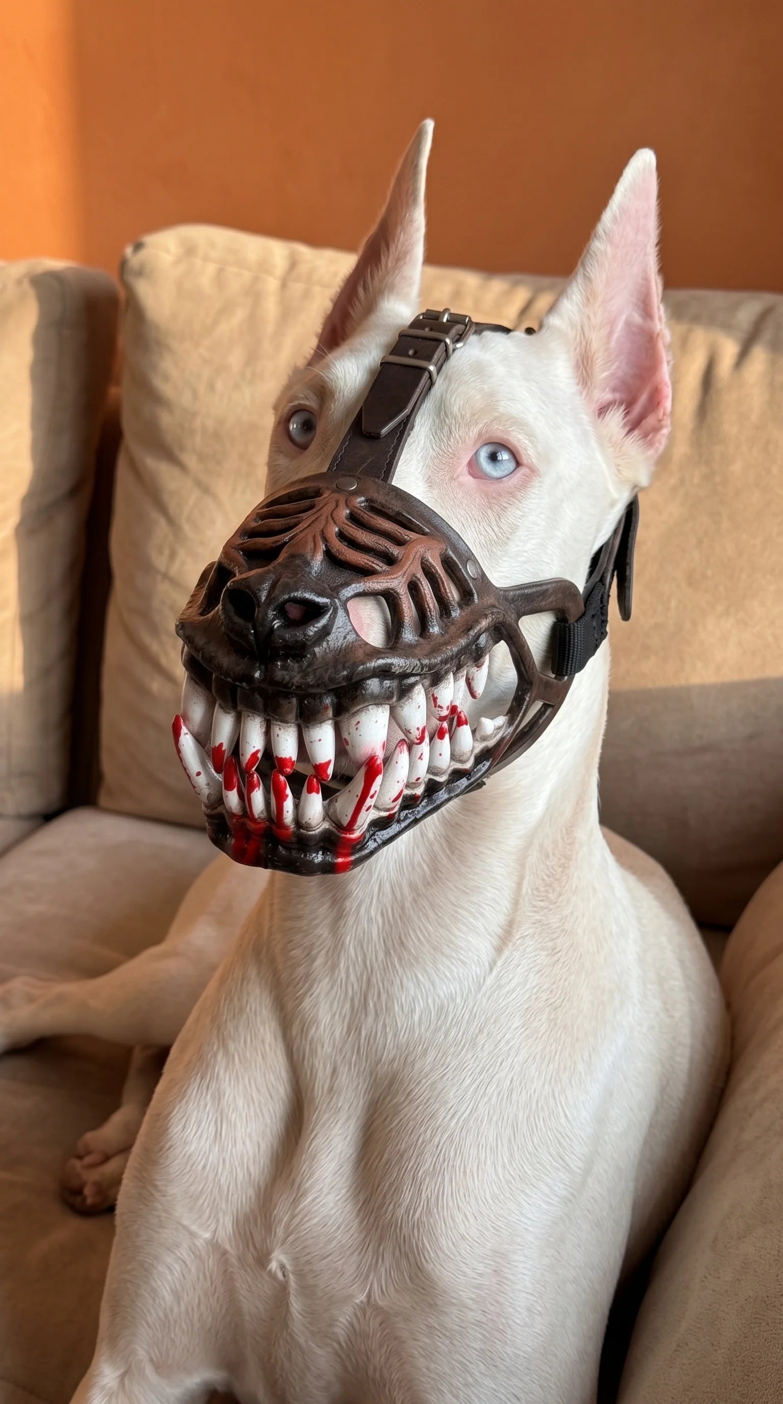 Hell hound monster muzzle latex material and scary teeth design detail