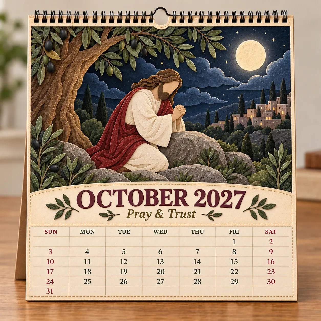 October 2027 Pray and Trust calendar page