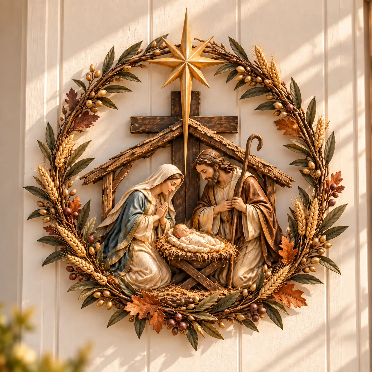 Nativity Holy Family Christmas Wreath