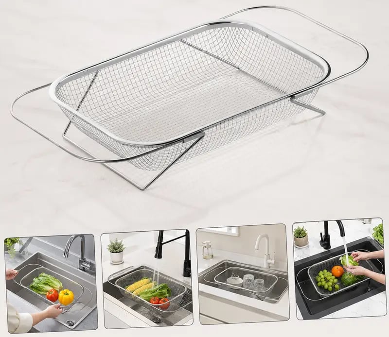 Wash vegetables in over the sink basket