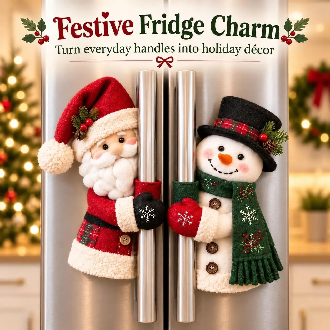 🎅☃️ Santa & Snowman Handle Huggers – Christmas Kitchen Decor