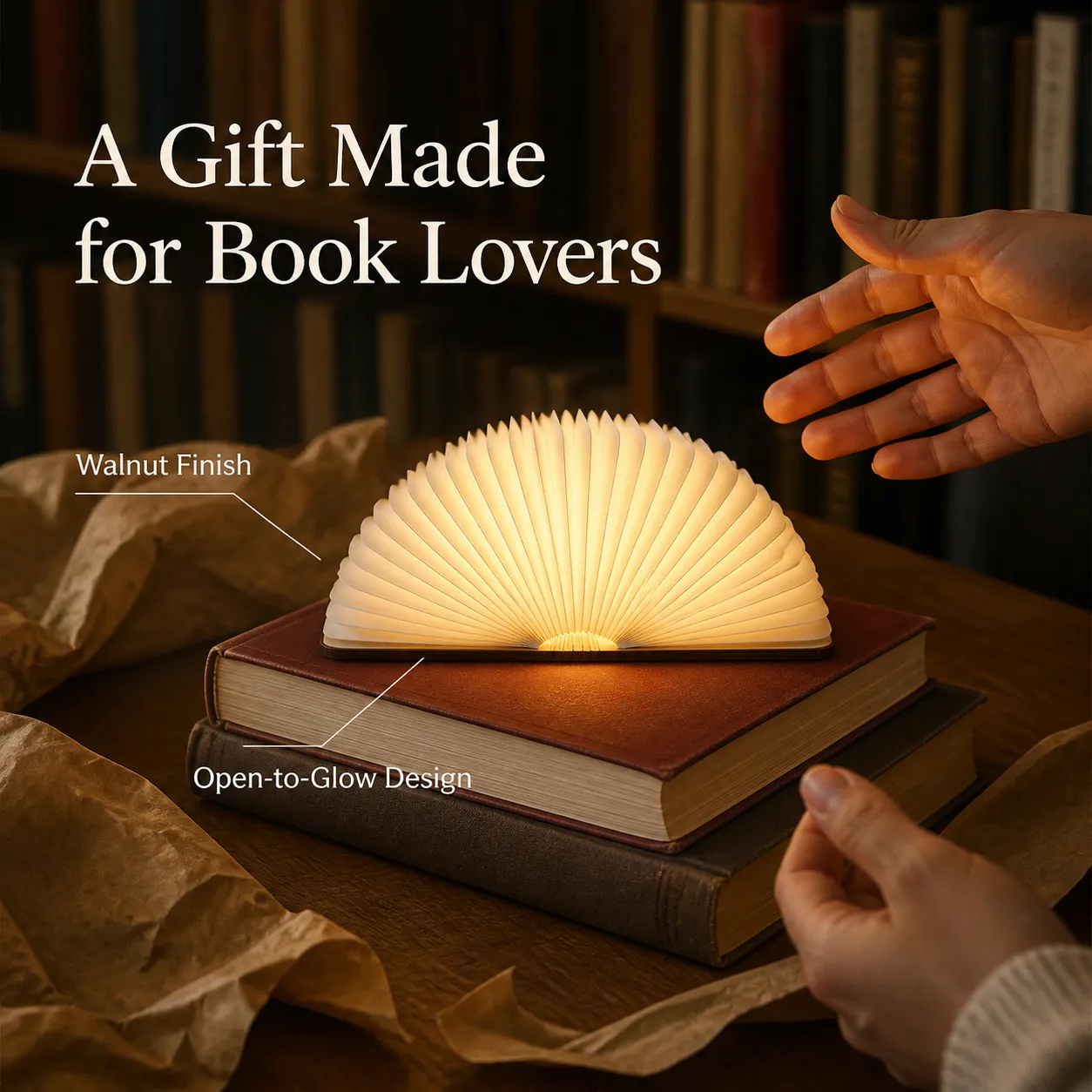 Folding book light presented as a gift for a book lover