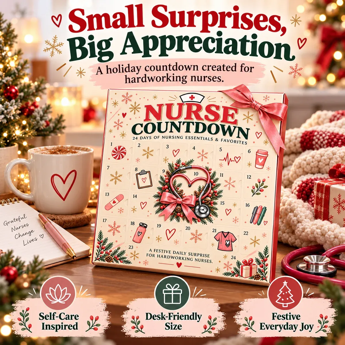 CareHero nurse Christmas calendar displayed as a holiday appreciation gift