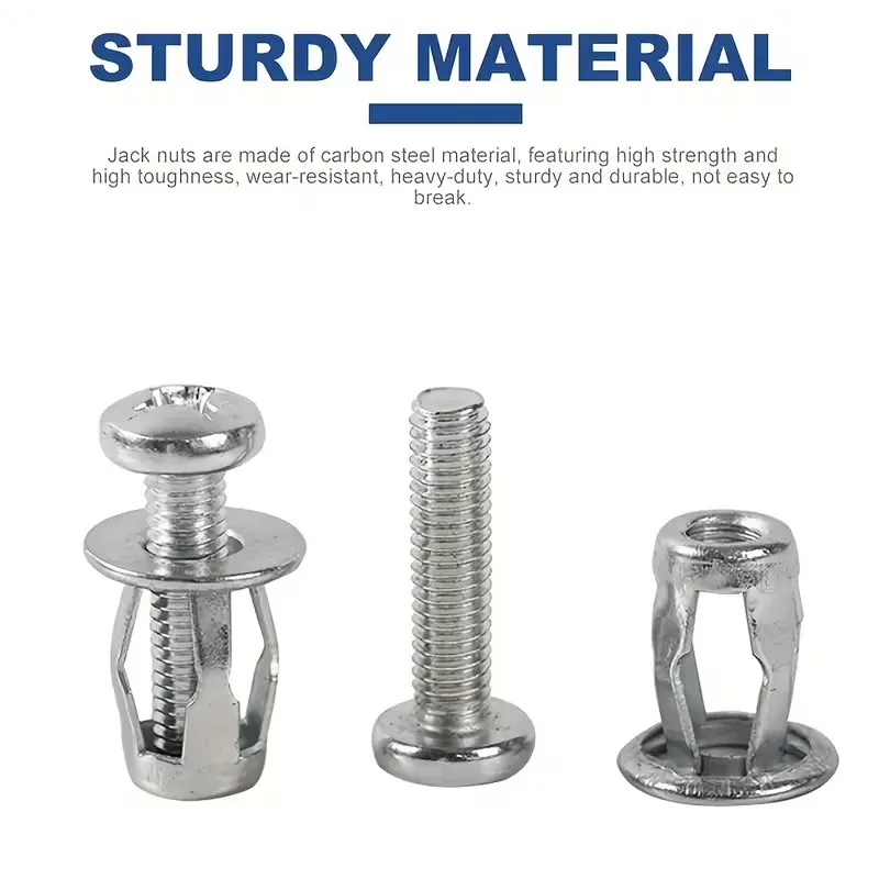Disassembled view of the metal jack nut, screw, and collapsible body