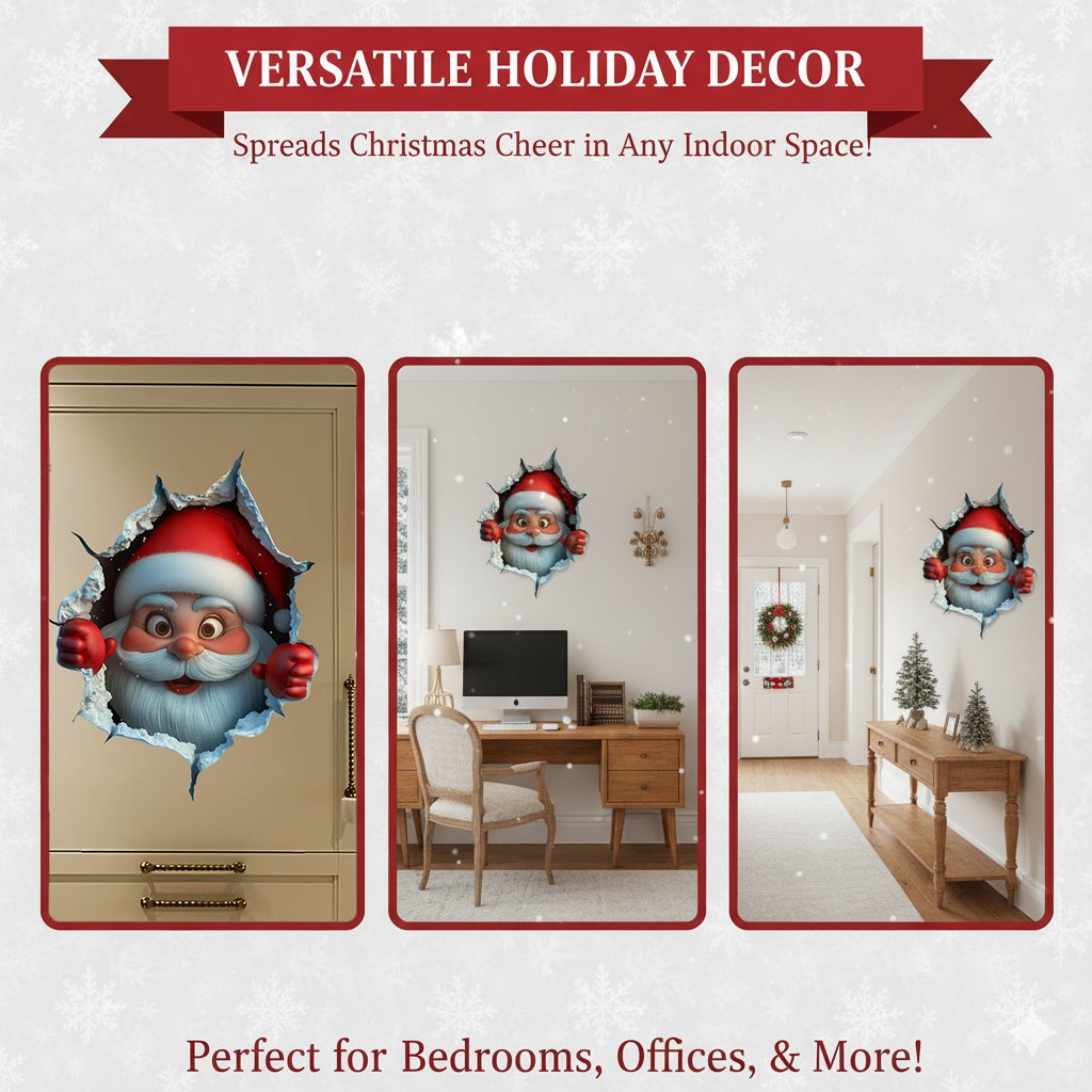 Santa Christmas wall decal decorating different indoor rooms
