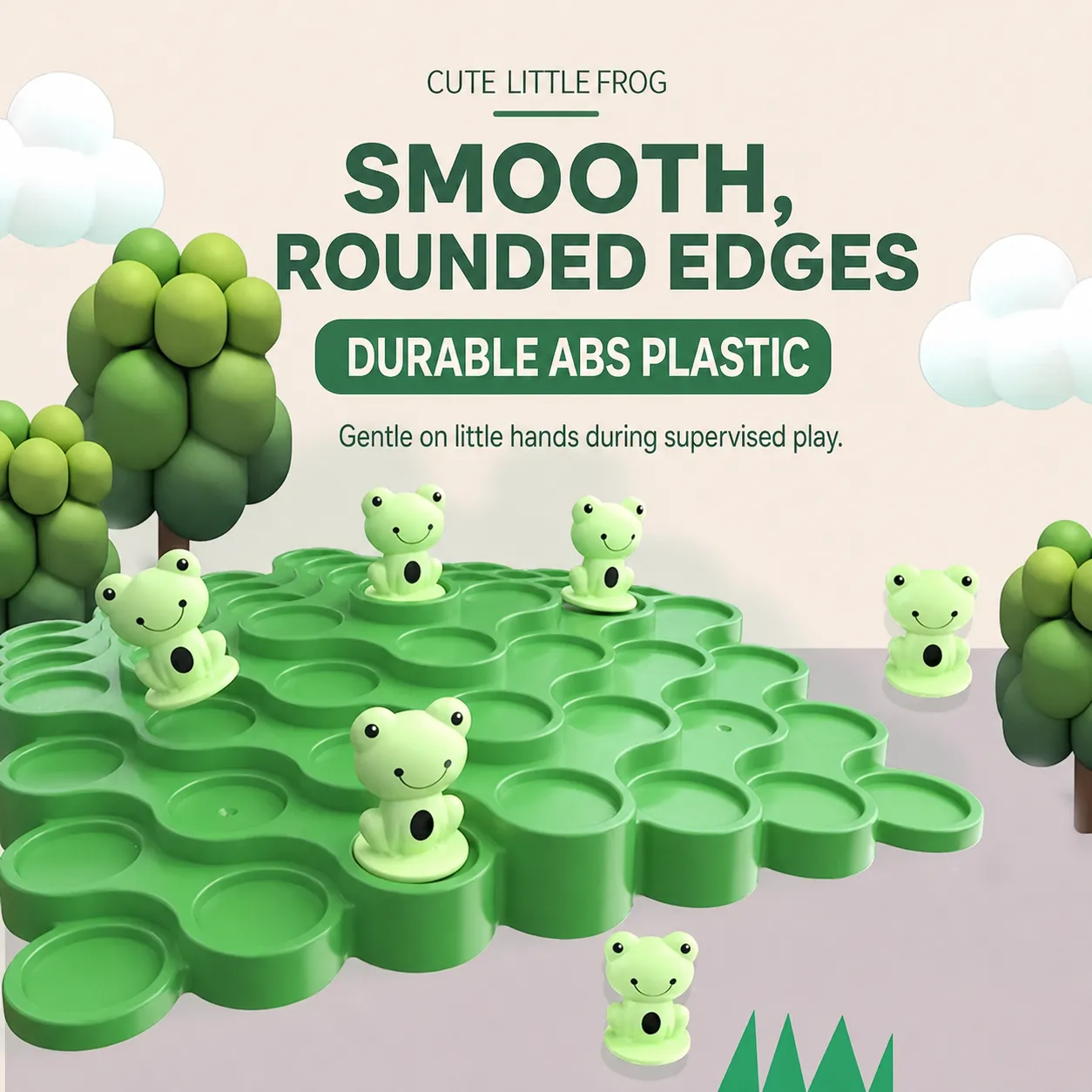 Smooth rounded frog balance board details