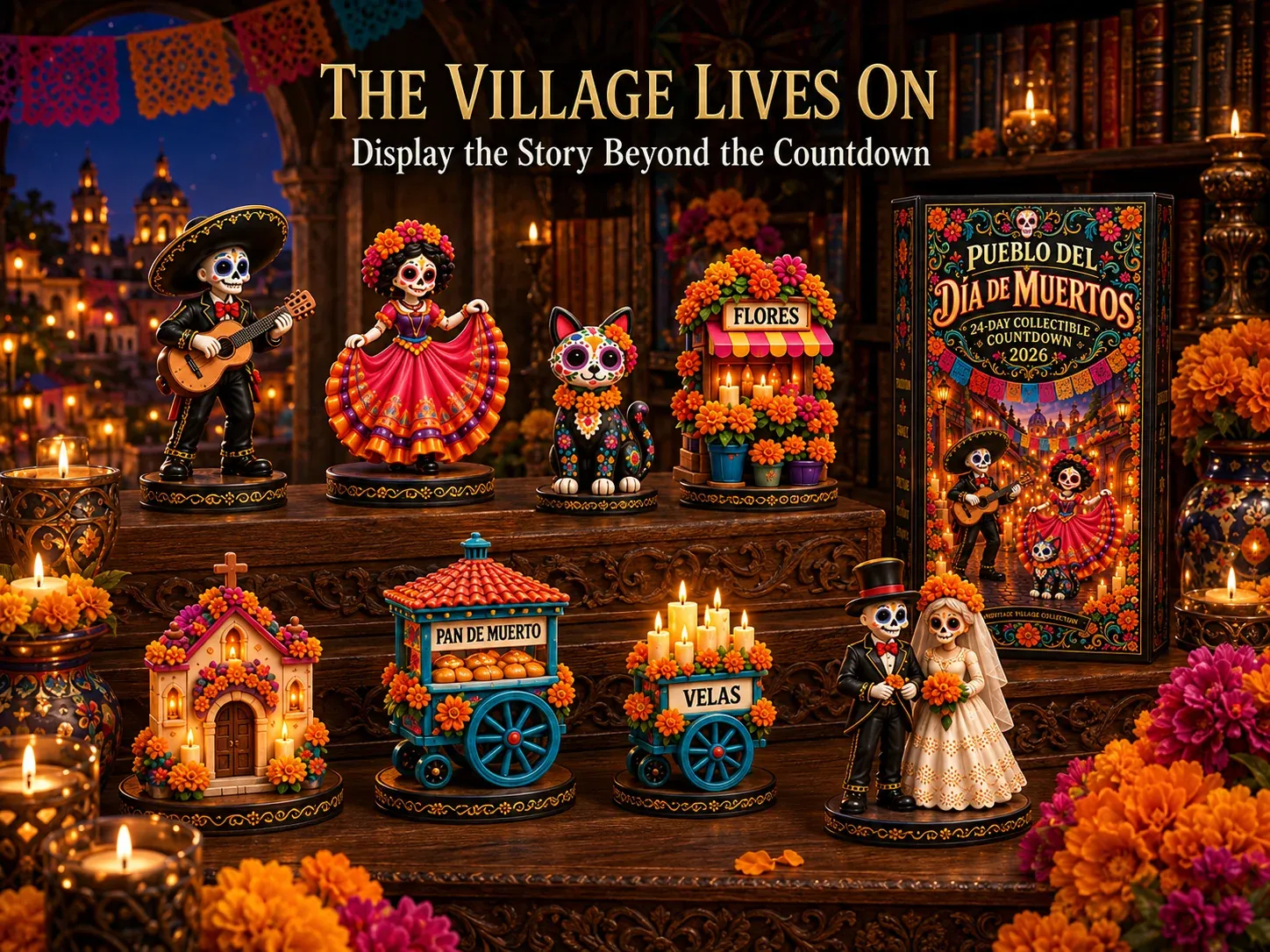 Completed Día de los Muertos heritage village display