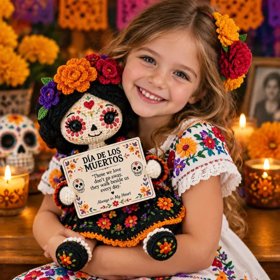 Catrina crochet doll detail