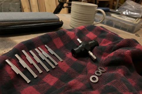 Customer-style photo of the compact service kit on a basement hobby bench