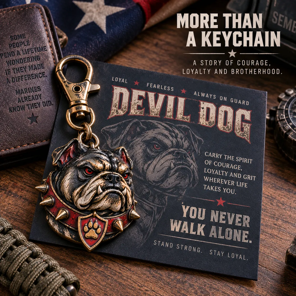 Devil Dog keychain detail