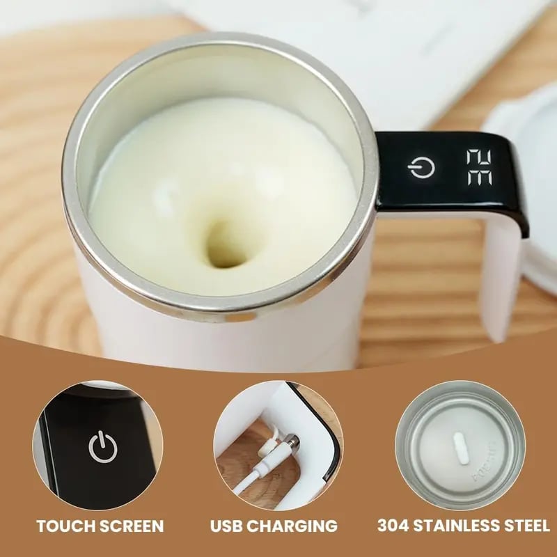 Electric coffee mug with a built-in LCD thermometer. perfect for brewing coffee. milk. cocoa. etc.