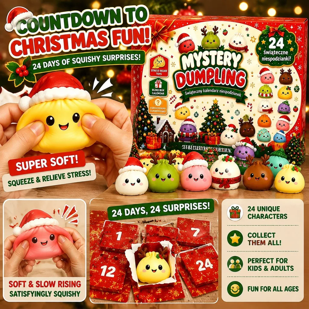 Hands squeezing a soft holiday dumpling toy