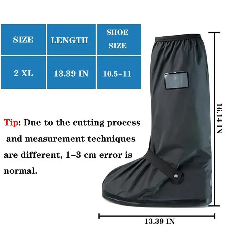 Waterproof boot cover size guide