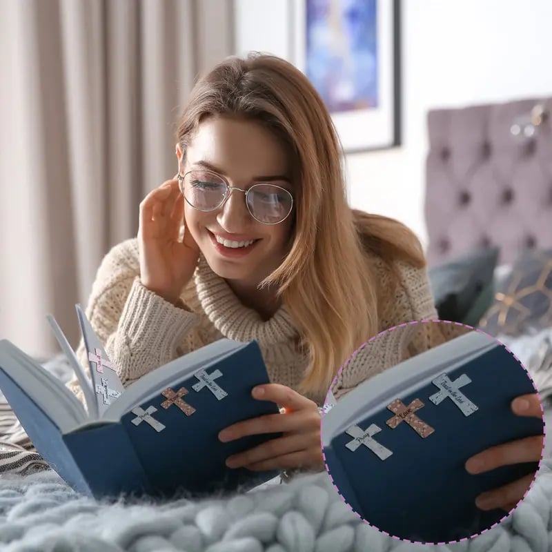 🔥BUY 2 GET 1 FREE📖24PCS Magnetic Cross Bookmark Set with Inspirational Bible Verses