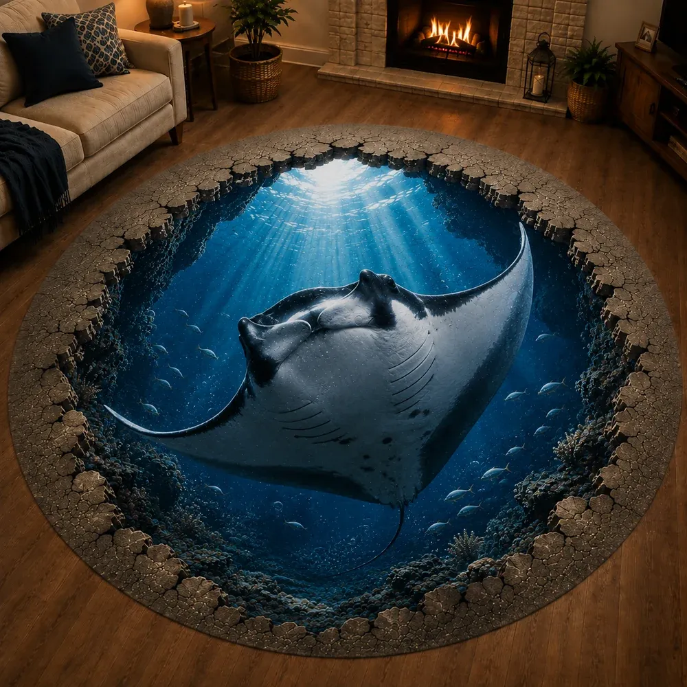Manta Ray Discovery illusion rug