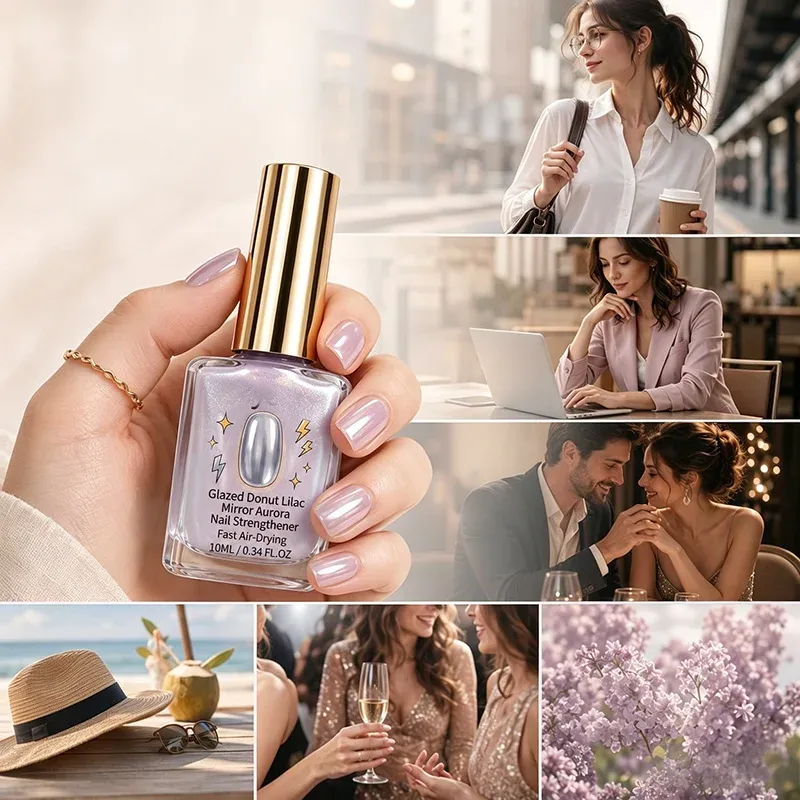 Lilac mirror nails for everyday occasions