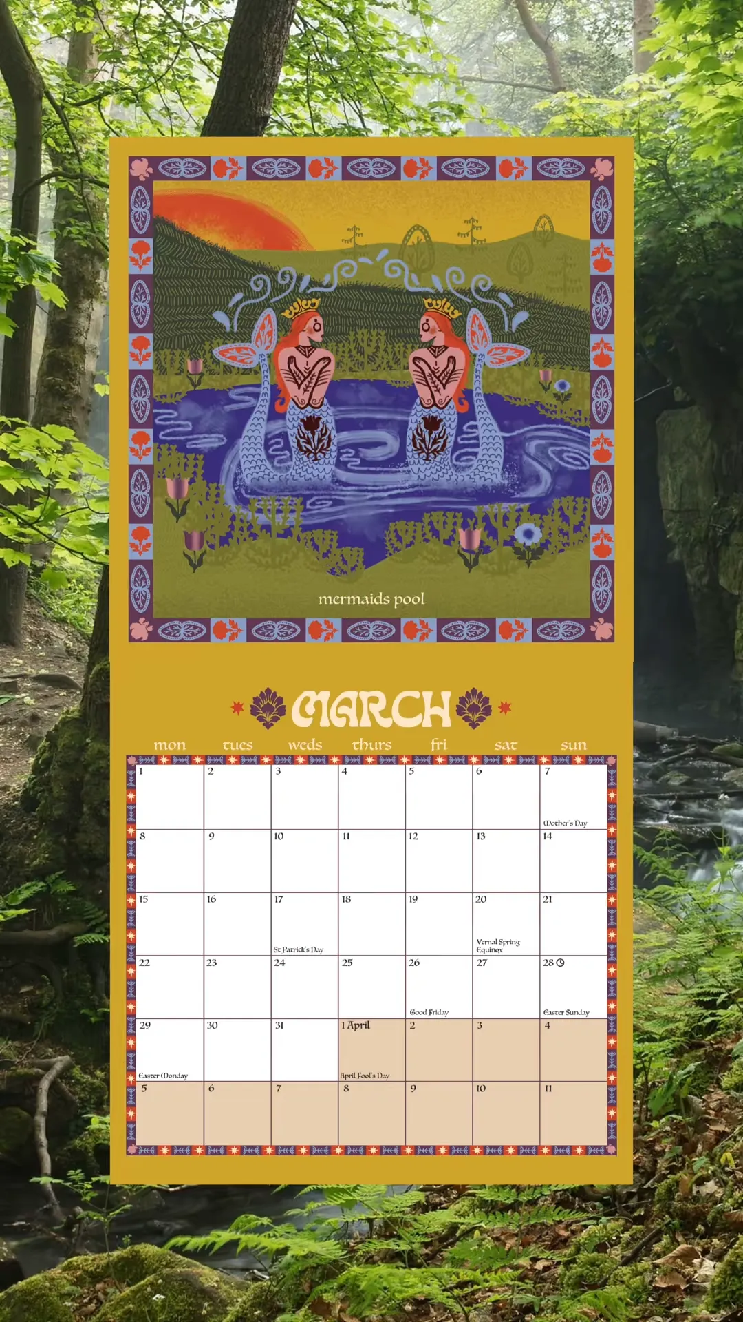 March folklore calendar page