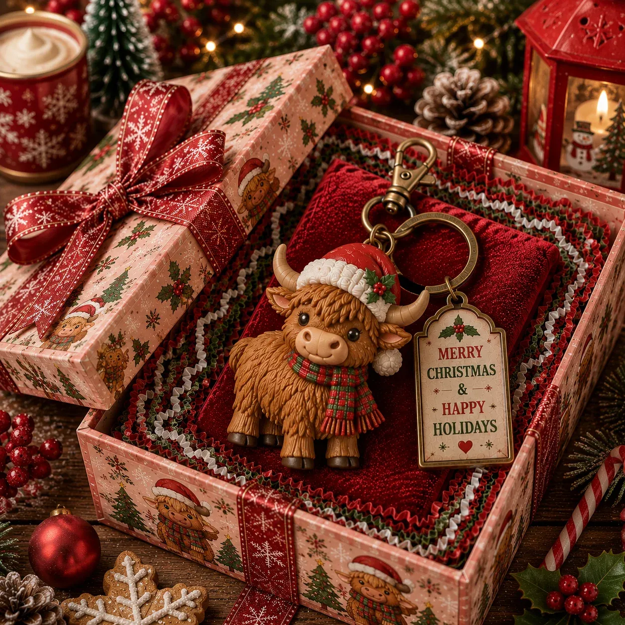 Assorted Christmas character keychain designs