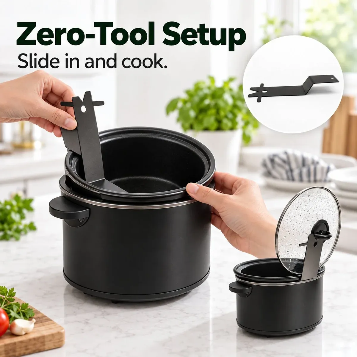 Pot lid and cooking utensil countertop stand