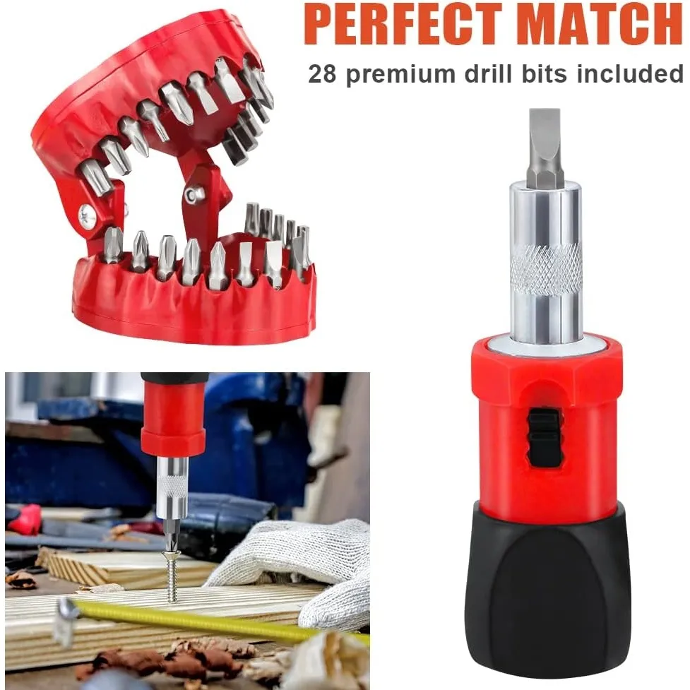 The complete red organizer set with included screwdriver bits